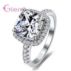 Real 925 Sterling Silver Rings With Shiny Cubic Zirconia For Women Bridal Wedding Engagement Accessory Anel Jewelry