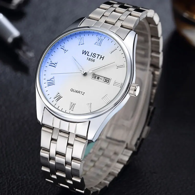 2019 Fashion Top Brand Classic Steel Leather Lovers Lady Men orologi Luxury Business Quartz Double Calendar Waterproof For Gift