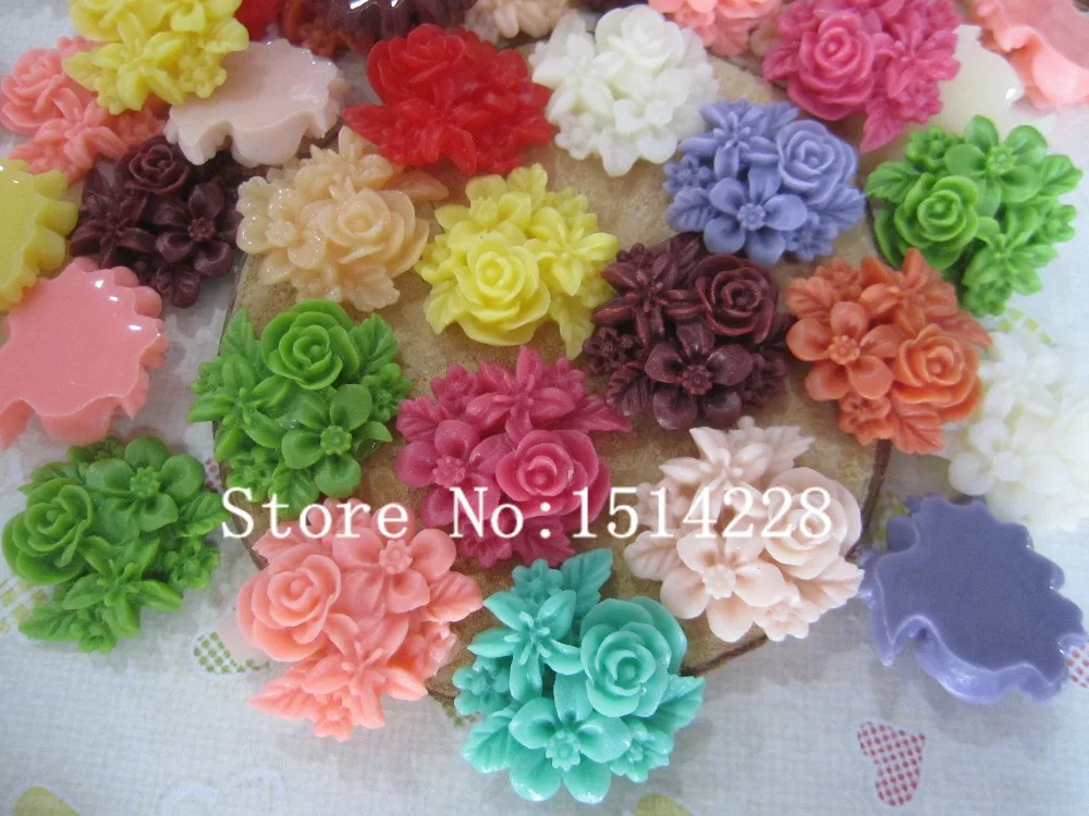 Free shipping! ( 24*25mm) Solid resin flower. Resin Flatback Cabochon for jewelry accessory, DIY. Z296