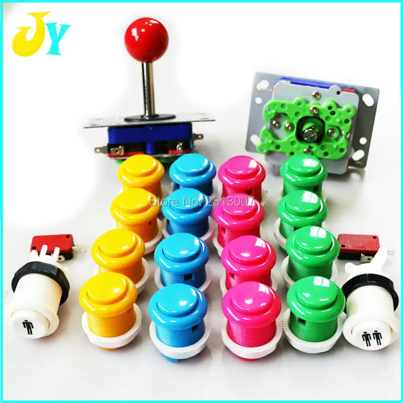 

16 * Built-in micro switch Push Buttons + 2 * ZIPPY Joysticks + Happ 1P 2P start button for 2 player kit Arcade Jamma MAME