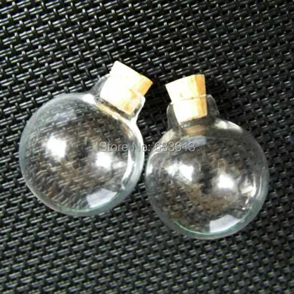 300pcs/lot clear glass ball 24x28mm transparent glass bottle with cork glass vial pendant glass globes glass dome diy finding