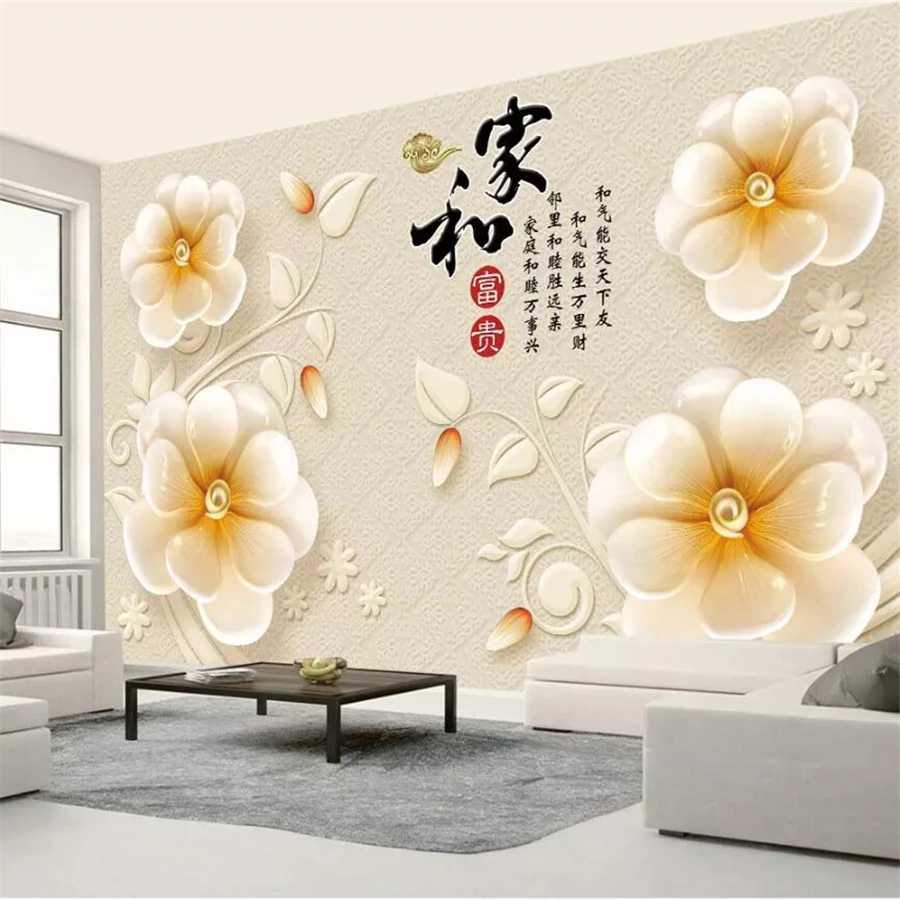 

beibehang Custom Photo Mural 3d Wallpaper House and Fugui Modern Simple Relief Rose Jewelry TV Wall Background Wall paper mural