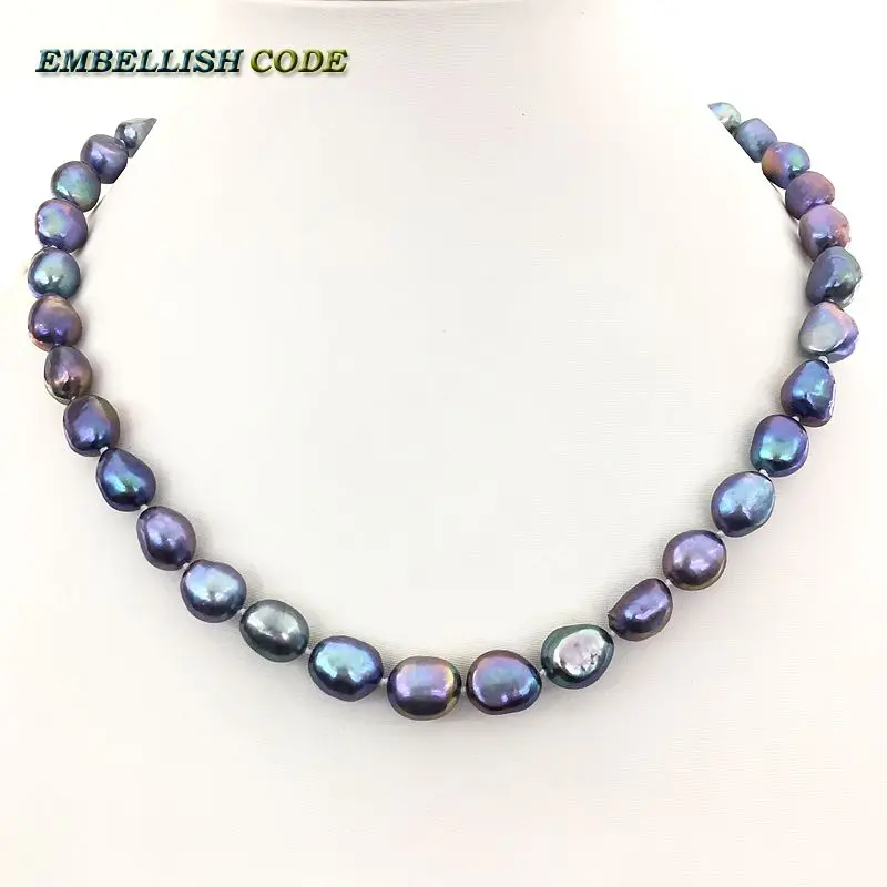 selling well good quality pearls baroque Irregular real natural freshwater pearl necklace Peacock green Colourful for girl women