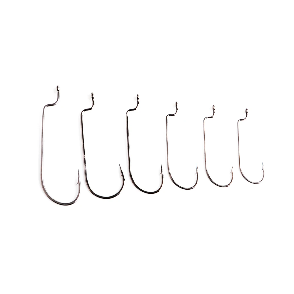 NGB 6PCS Soft Worm Offset Fishing Hook High Carbon Steel 8#-5/0# Crank Fishhooks Silicone Bait Lure Fishing Accessories
