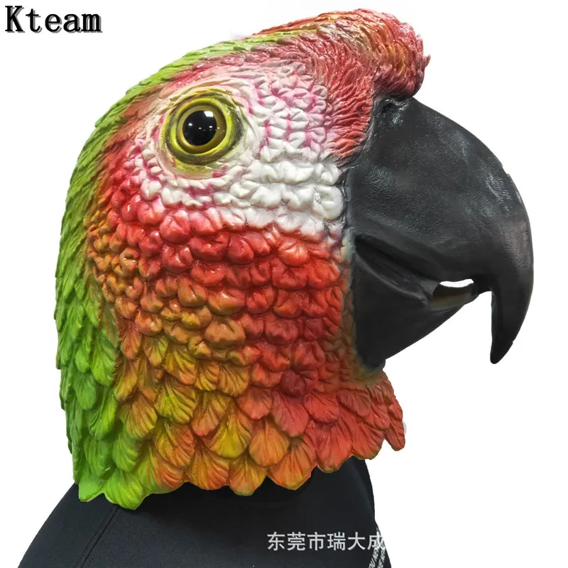 2019 Parrot Bird Head Latex Mask Halloween Creepy Grey Pigeon Headgear 3D Latex Animal Cosplay Parrot Head Mask Party Costume