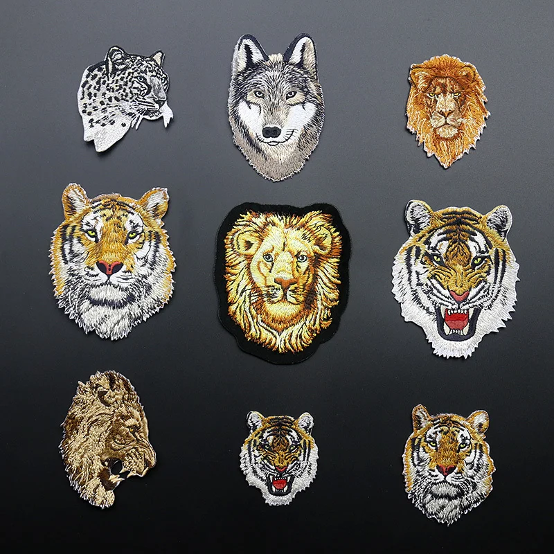 

1 PCS Embroidered Iron on Tiger Patch DIY Applique Motorcycle Jeans Patches Shirt Jacket Badges for Clothing Wolf Animal Patch