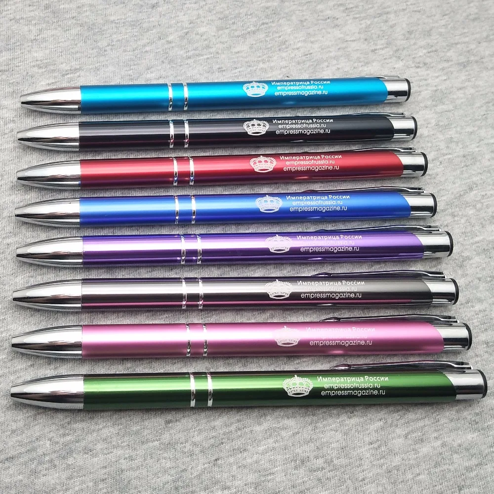 Promotion !!100pcs/lot 10 colors ballpoint pen custom printed with your logo text and logo brand free by laser marking machine