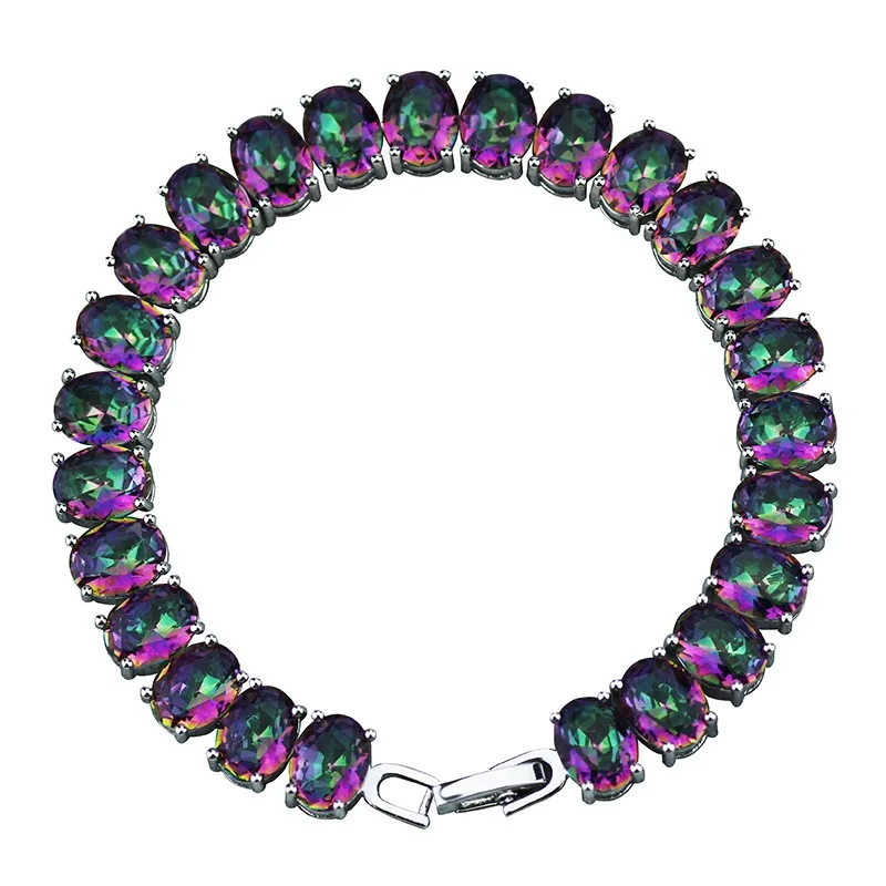 

JLB-059 New Design Rainbow Muticolor Crystal Bracelets Jewelry Evening Dress Matching Purple Bracelets & Bangles Lady Gift