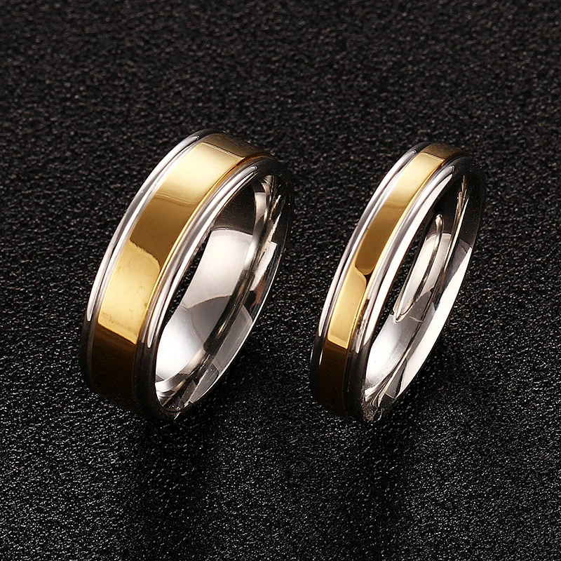 Couple Ring Gold-Color Titanium Wedding Bands Jewelry for Women Man Personalized Ring Customize Ring Engraved Ring