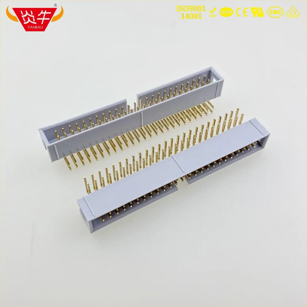 

50Pcs DC3-50P GREY WHITE 50PIN IDC SOCKET BOX 2.54mm PITCH BOX HEADER RIGHT ANGLE CONNECTOR CONTACT PART GOLD-PLATED 3Au YANNIU