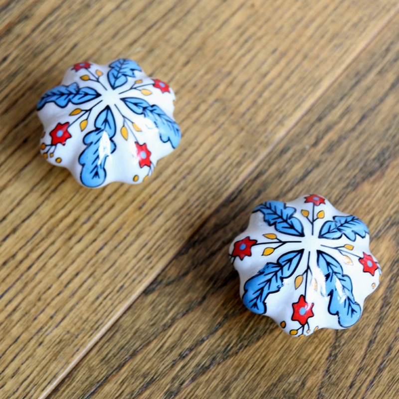 2pcs/lot Cabinet Handles Knobs Ceramic Door Kitchen Knobs Hand-painted Cabinet Pulls Drawer Modern Furniture Handle Hardware