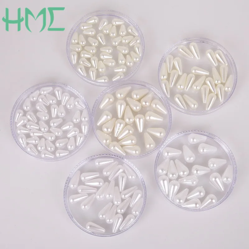 6x10mm 6x14mm 8x14mm Tear Drop Round White Ivoy Pearl Imitation ABS Beads For Jewelry Findings Making Top Sale