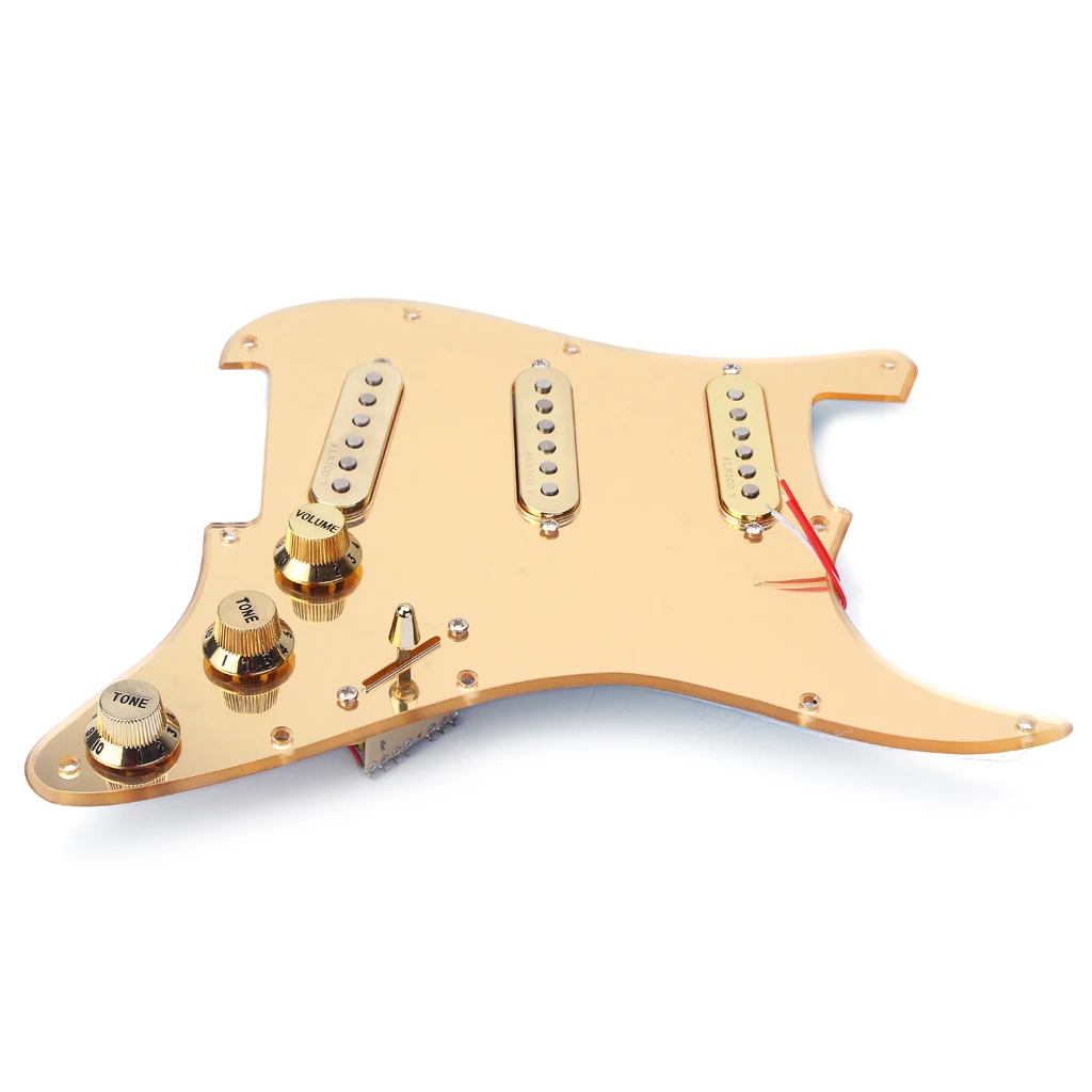 282*225*50mm lustro powierzchni Prewired 3 pojedyncza cewka Pickguard SSS dla Fender gitara złota