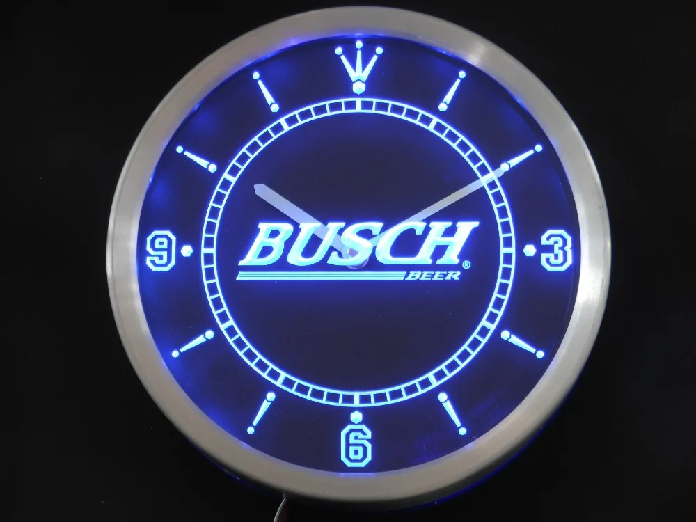 nc0482 Busch Bar Beer Neon Light Signs LED Wall Clock