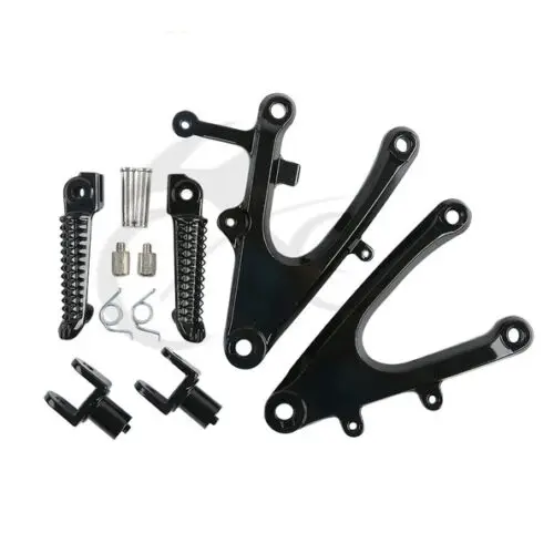 Front Rider Footrest Foot Pegs Bracket Set For YAMAHA YZF R1 2004-2006 2005 Silver/Black Motorcycle Accessories