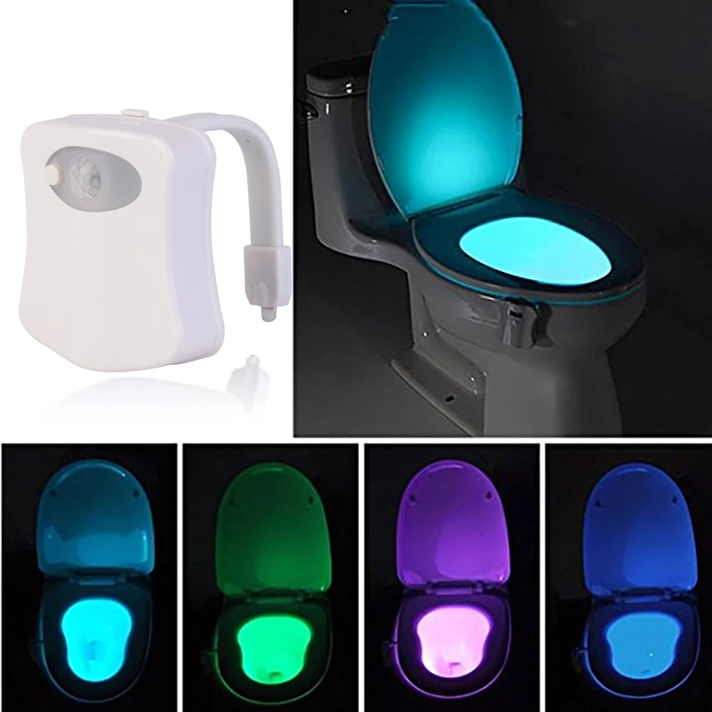 Smart Bathroom Toilet LED Nightlight PIR Body Motion Sensor Seat Light Waterproof Bowl LED Night lights 8 Colors WC Toilet Light