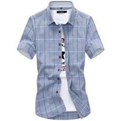 Plaid shirts Men 2023 New Fashion 100% Cotton Short Sleeved Summer Casual Men Shirt  camisa masculina Mens Dress Shirts