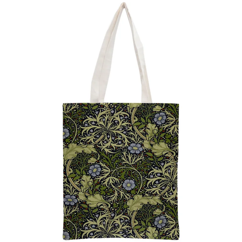 Custom William Morris Tote Bag Reusable Handbag Women Shoulder Foldable Cotton Canvas Shopping Bags