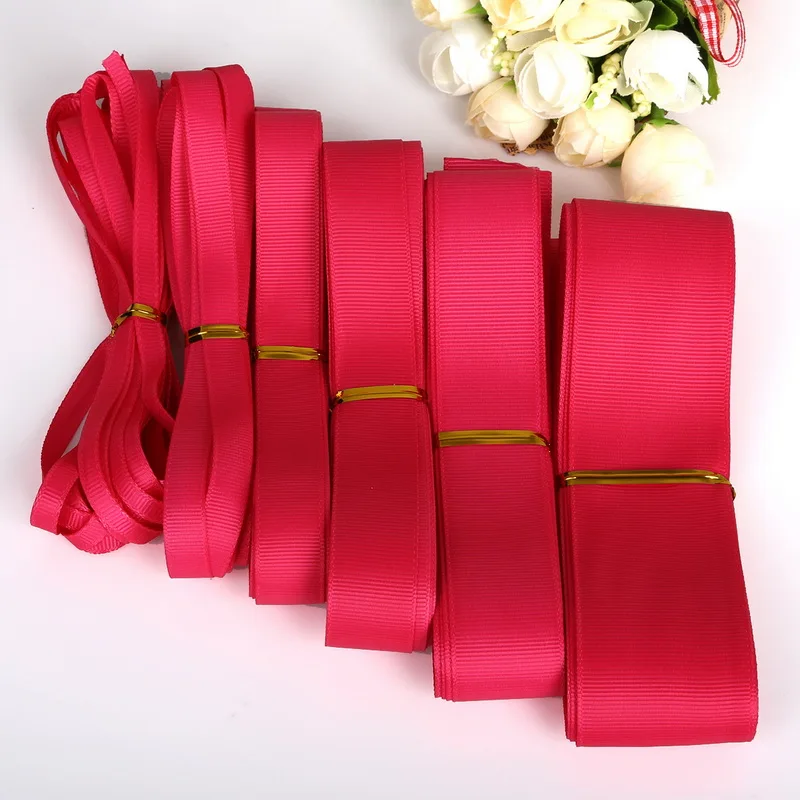 7-38mm 5yards Fuchsia Color Grosgrain Ribbon for Wedding Party Decoration Gift Packing DIY Handmade Crafts Garment Accessories