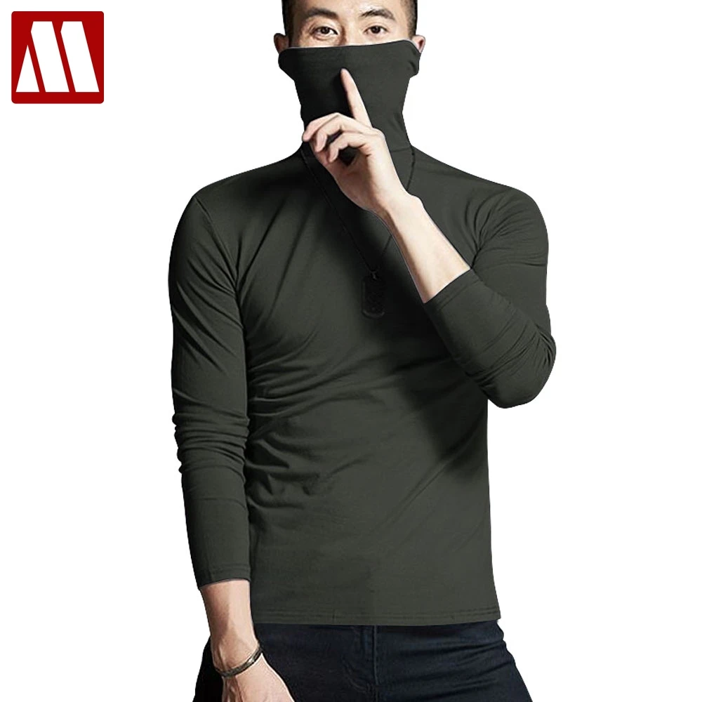 

Elastic Cotton Mens Thermal Underwear Winter Turtle Neck Tops High Collar Long Johns XXXL Big size Man Long Sleeve Undershirt