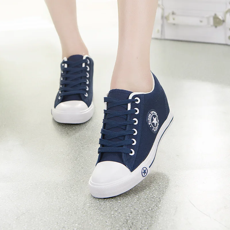 Taomengsi new high canvas shoes in the flat bottom girls shoes tie women leisure students sports shoes