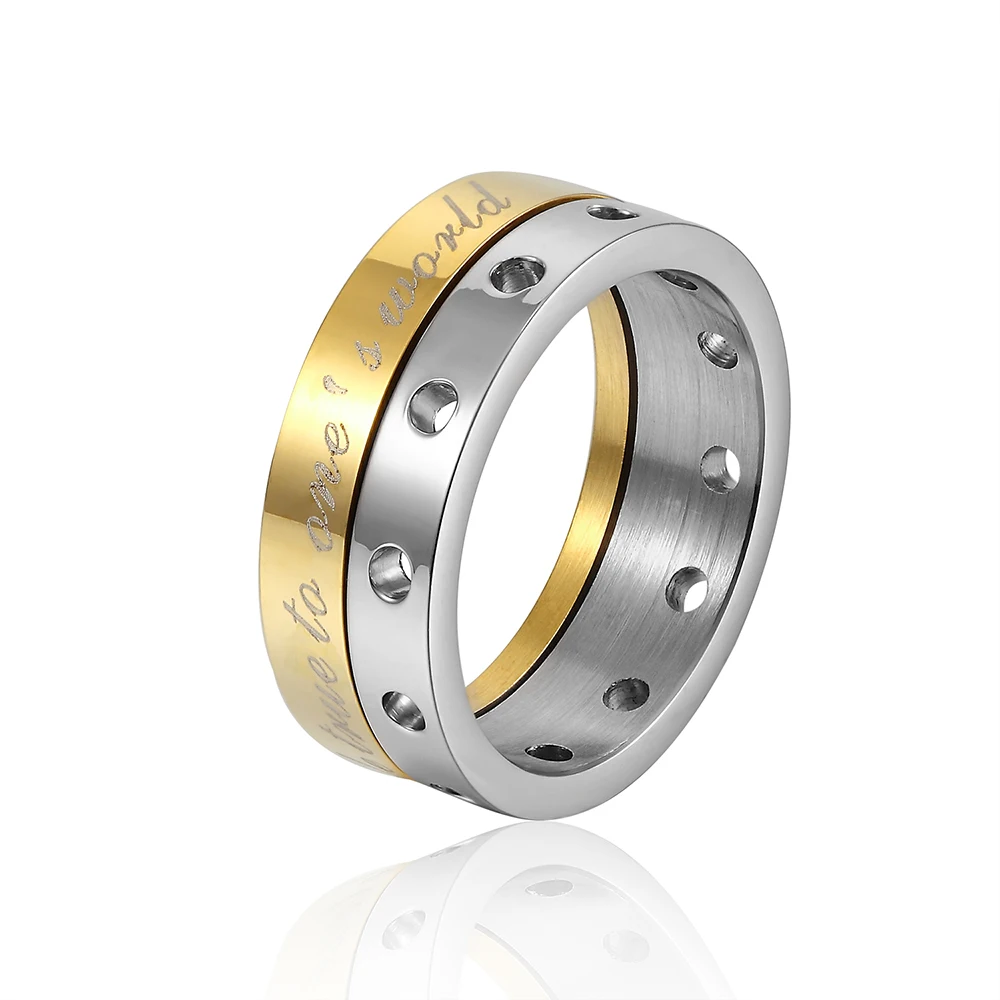 Hot fashion 316L stainless steel plated gold Love ring engagement ring married women