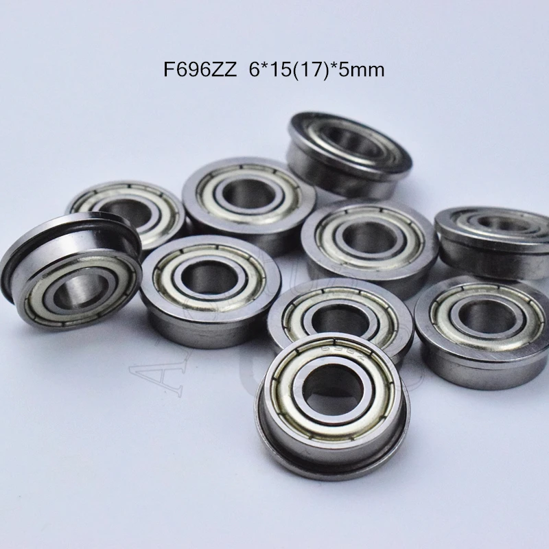 

F696zz 6*15(17)*5mm 10pieces Flange bearing 696 696ZZ metal sealed free shipping ABEC-5 chrome steel miniature bearings hardware