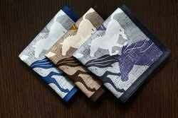 Good quality Japan Cotton handkerchiefs,Horses run pocket hankies,53*53cm thin pocket square Mens handkerchief