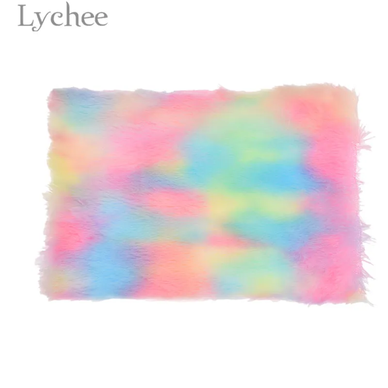 Lychee Life 21x29cm A4 Rainbow Fur Fabric High Ouality Flocking Fur Synthetic Leather DIY Sewing Material For Hair Accessories