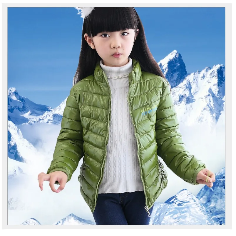 Hooyi Green Girls Down Jackets Boys Outfits Coats Winter Outerwear Solid Girl Jacket Children Clothes Top Quality