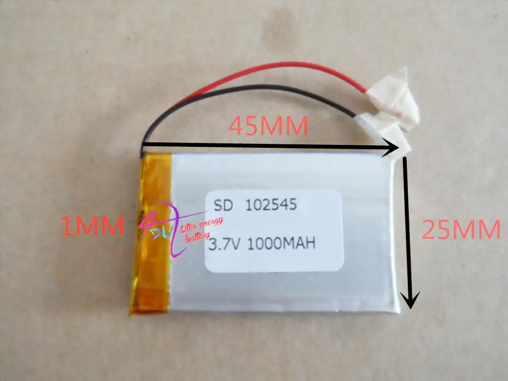 3.7V polymer lithium battery 102545 MP4 MP5 MP3 recording pen electronic product 1000mAH