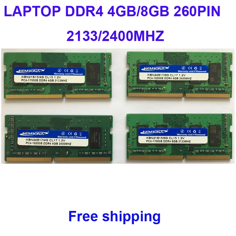 Kembona Laptop DDR4 4GB 8GB 16GB 4G 8G 16G RAM Memory 2133mhz 2400mhz 2666mhz 3200mhz Memoria 260-pin SODIMM RAM Stick