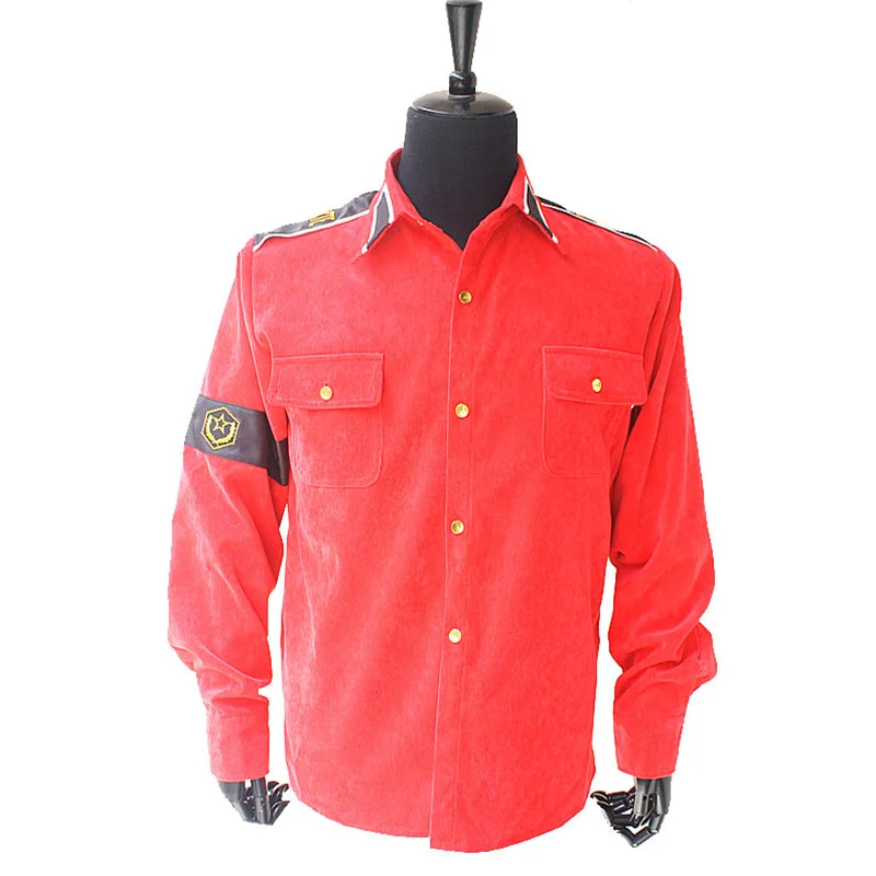 Rare MJ Michael Jackson RED & Black CTE Corduroy Outwear Classic England Retro antiwar Shirt Jacket With arm-bands In All Size