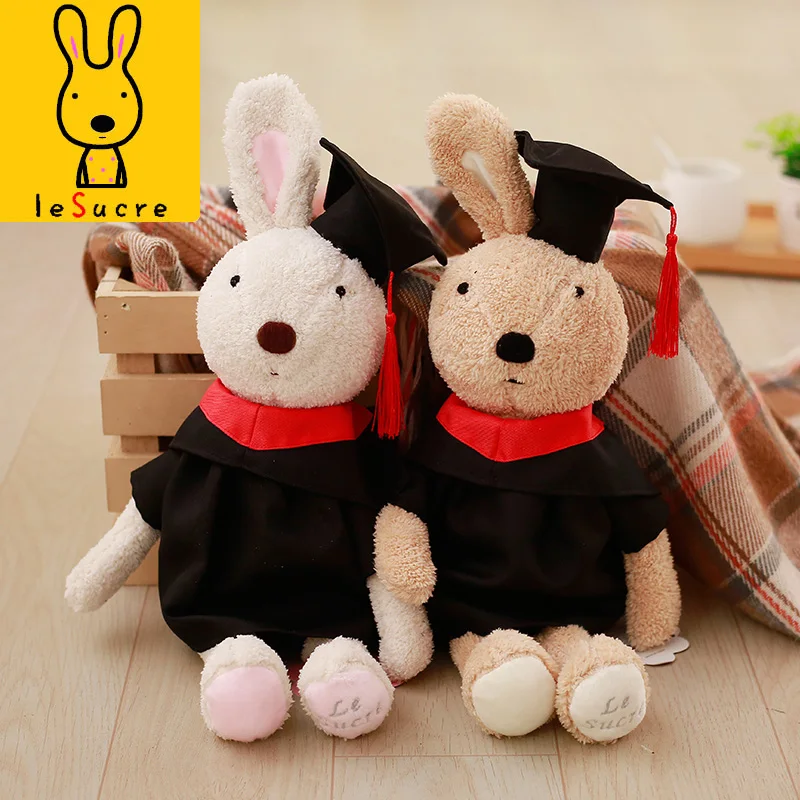 Lovely Le Sucre Dr.Rabbit Plush Dolls Soft Bunny Stuffed Animals Baby Doll Toys for Girl Student Children Graduation Gifts