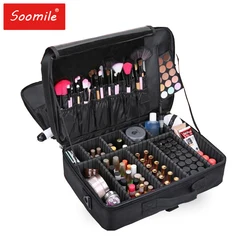 Professional Makeup Case Large Capacity Hand Make Up Organizer Toiletry Shoulder Bag Portable Travel Cosmetic Box For Suitcase