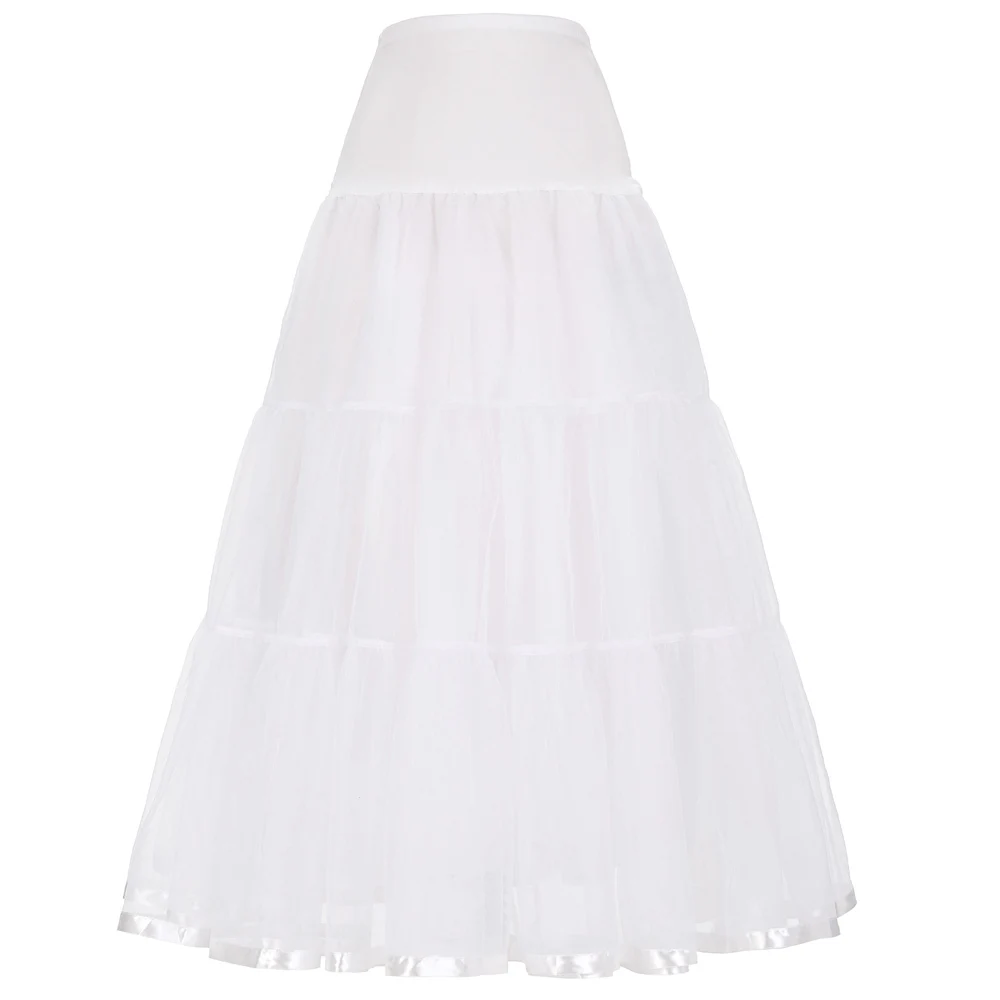 Grace Karin Tulle Skirts Women Pleated Long Skirt Faldas Bridal Wedding Petticoat Midi Skirt Saia Longa Vintage Maxi Skirts