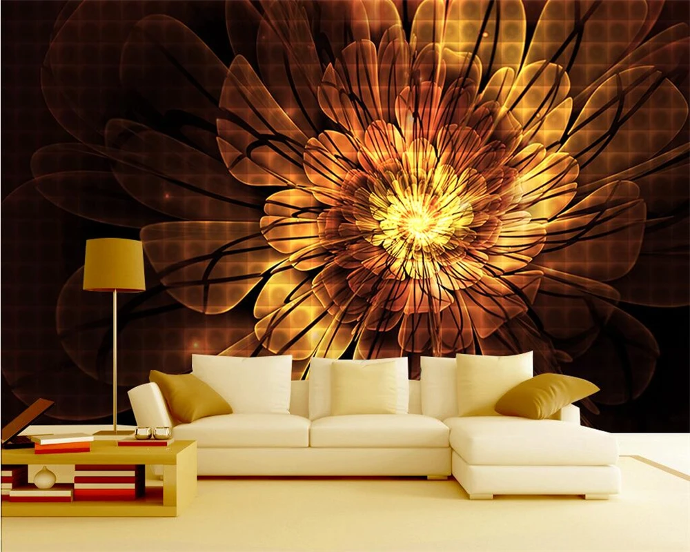 

Beibehang Photo wallpaper fantasy metal flower modern home improvement 3D living room room TV background wallpaper for walls 3d