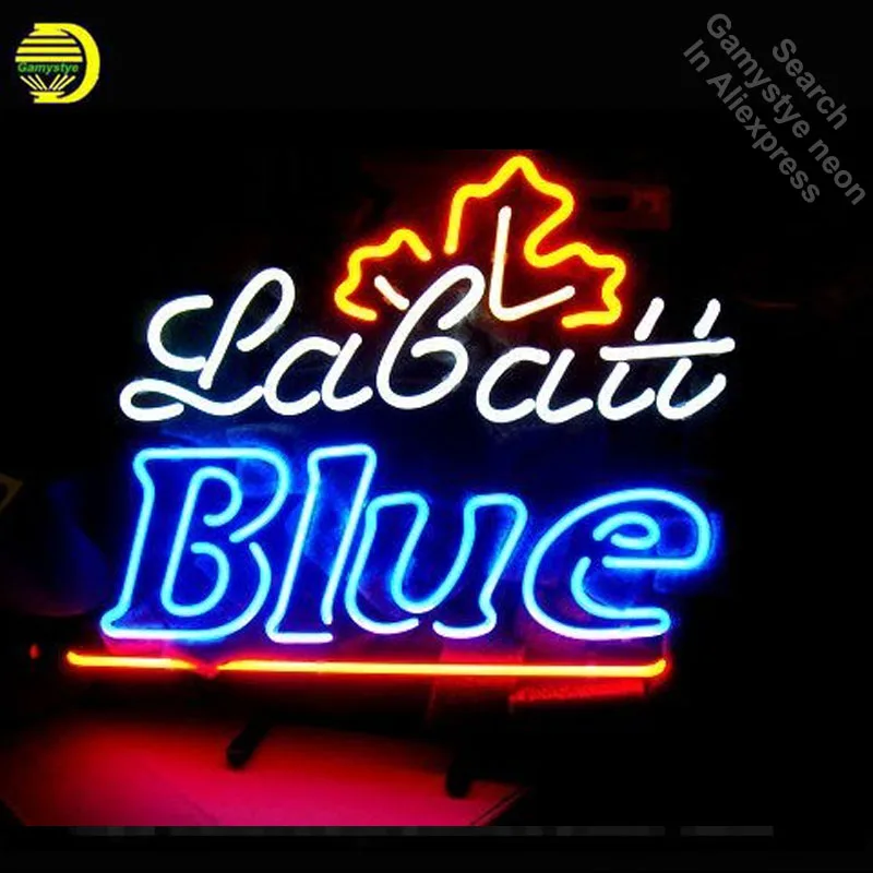 Laba Blue Neon Signs neon bulb Sign neon lights for Beer Bar Room Wall Glass Tube Handcraft Iconic Sign store Display signboard