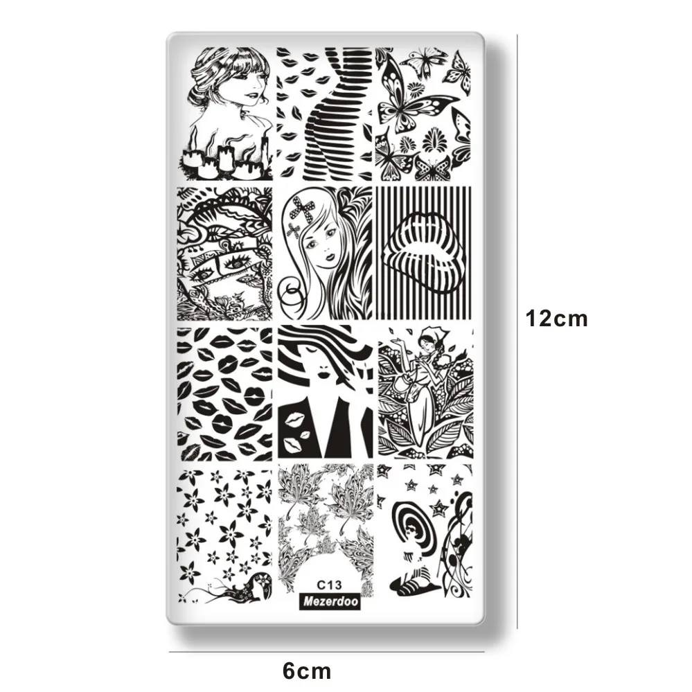 1Pcs Nail Stamping Template Cute Stripe Kiss Design Manicure Nail Stamping Plate DIY Stamp Nail Image Plate Tool Mezerdoo C13