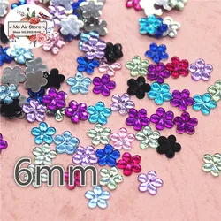 1000 pz 6mm lucido mix colore fiore acrilico strass retro piatto Cabochon Art Supply decorazione Charm Craft