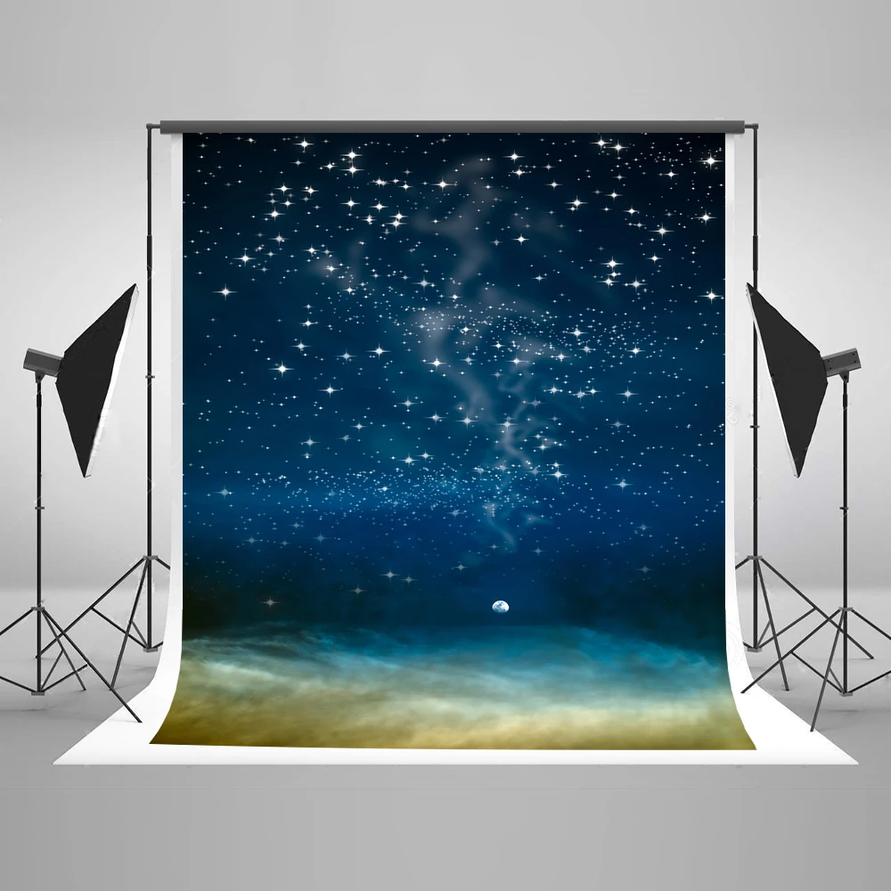 

VinylBDS Blue Starry Sky Photography Background 5x7ft Children Backgrounds For Photo Studio Cotton Fotografia Profissional