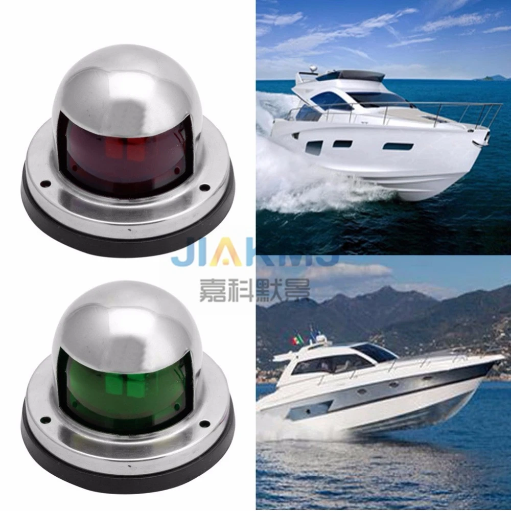 High quality One 1 Pair Stainless Steel 12V LED Bow Navigation Light Red Green Sailing Signal Light for Marine