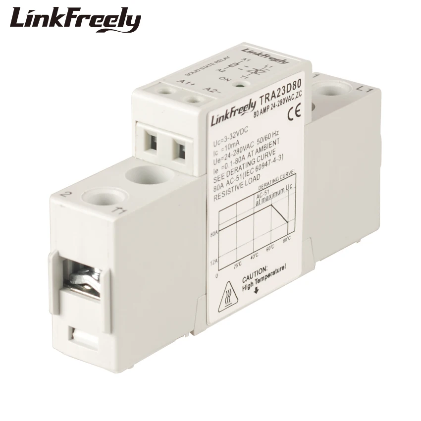 TRA23D80 Intelligent Automation SSR Solid State Relay DC AC 3V 5V 12V 24V 32VDC Input 80A 24-280VAC Output Relay Control Voltage