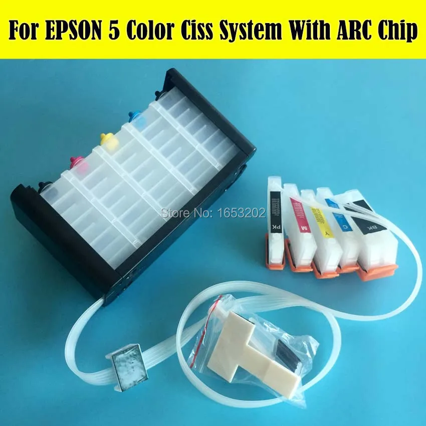 Sistema Ciss T2601 T2611-T2614 de 5 colores para impresora EPSON XP-810/XP-720/XP-625/XP-620/XP-520/XP-820 con Chips ARC