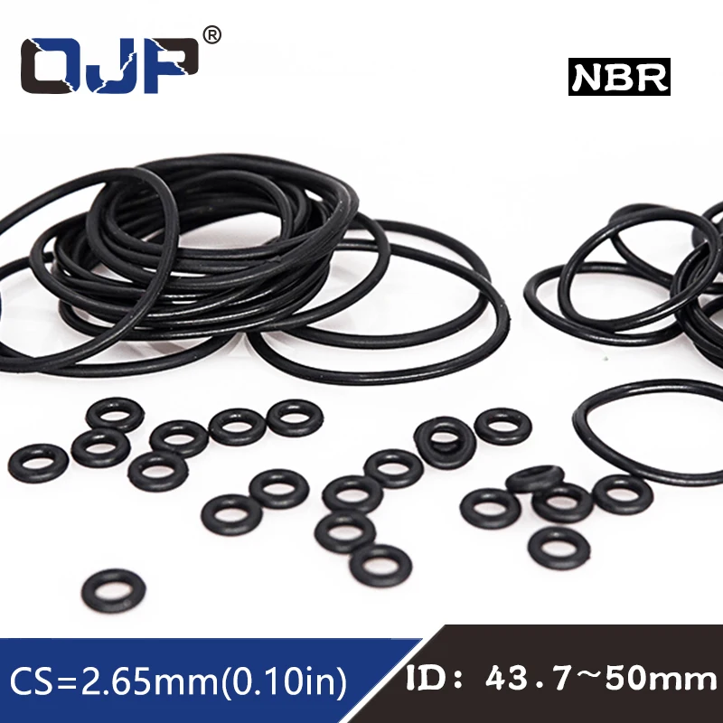 

20PCS/lot Rubber Ring NBR Sealing O-Ring 2.65mm Thickness ID43.7/45/46.2/47.5/48.7/50mm Nitrile O Ring Seal Gasket Rings Washer