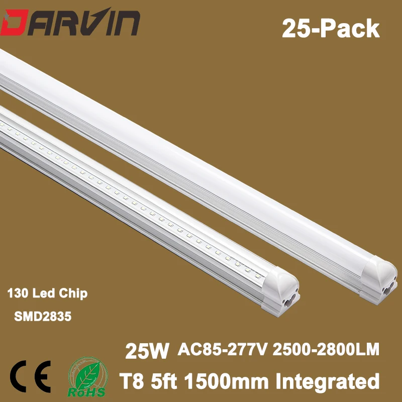 t8 Led Tube Light 1500mm 5ft 25W 28W 5 foot Led Integrated Tube Light Lamp Energy Saving Lights SMD2835 AC85-265V 220V 110V