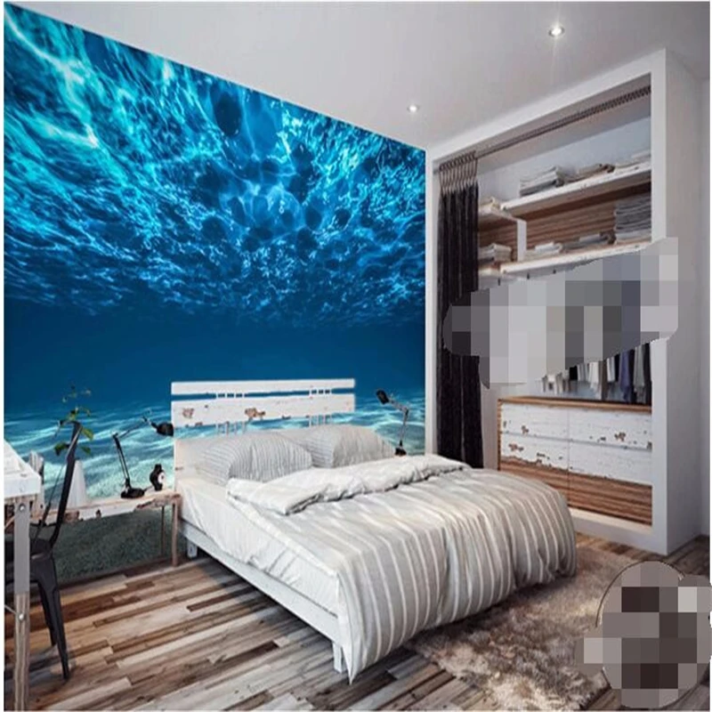 beibehang Deep Sea painting Photo Wallpaper Ocean Scenery Large Mural Bedroom Kids Room Background Wallpaper For Wall Home Decor