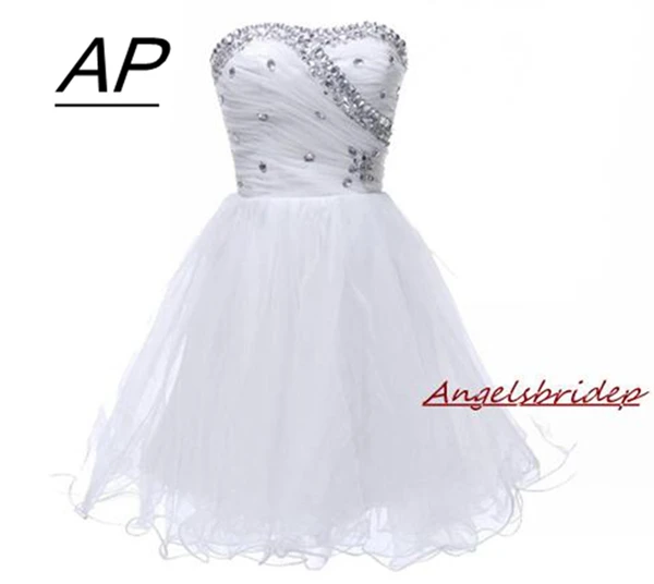 

Angelsbridep Sweetheart Homecoming Dress 2021 Graduation Dresses Crystals Above-Knee Fashion Tulle Party Dress Cocktail Dresses