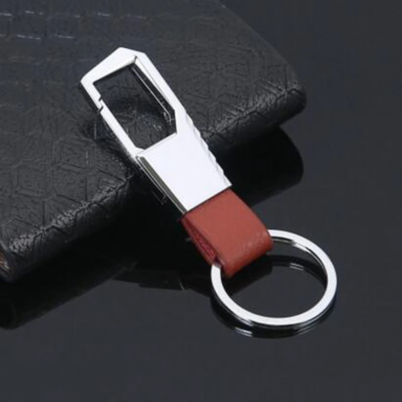 10PCS Personality Leather Keychain Charm Metal Car Keyring Porte clef Men Hanging Spring Buckle Creative Jewelry Gift J090