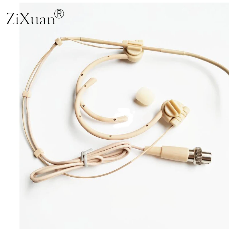 Collapsible  Mini Beige Pro Headworn Earhook Headset Microphone 4pin  For MiPro Wireless Belpack Transmitter